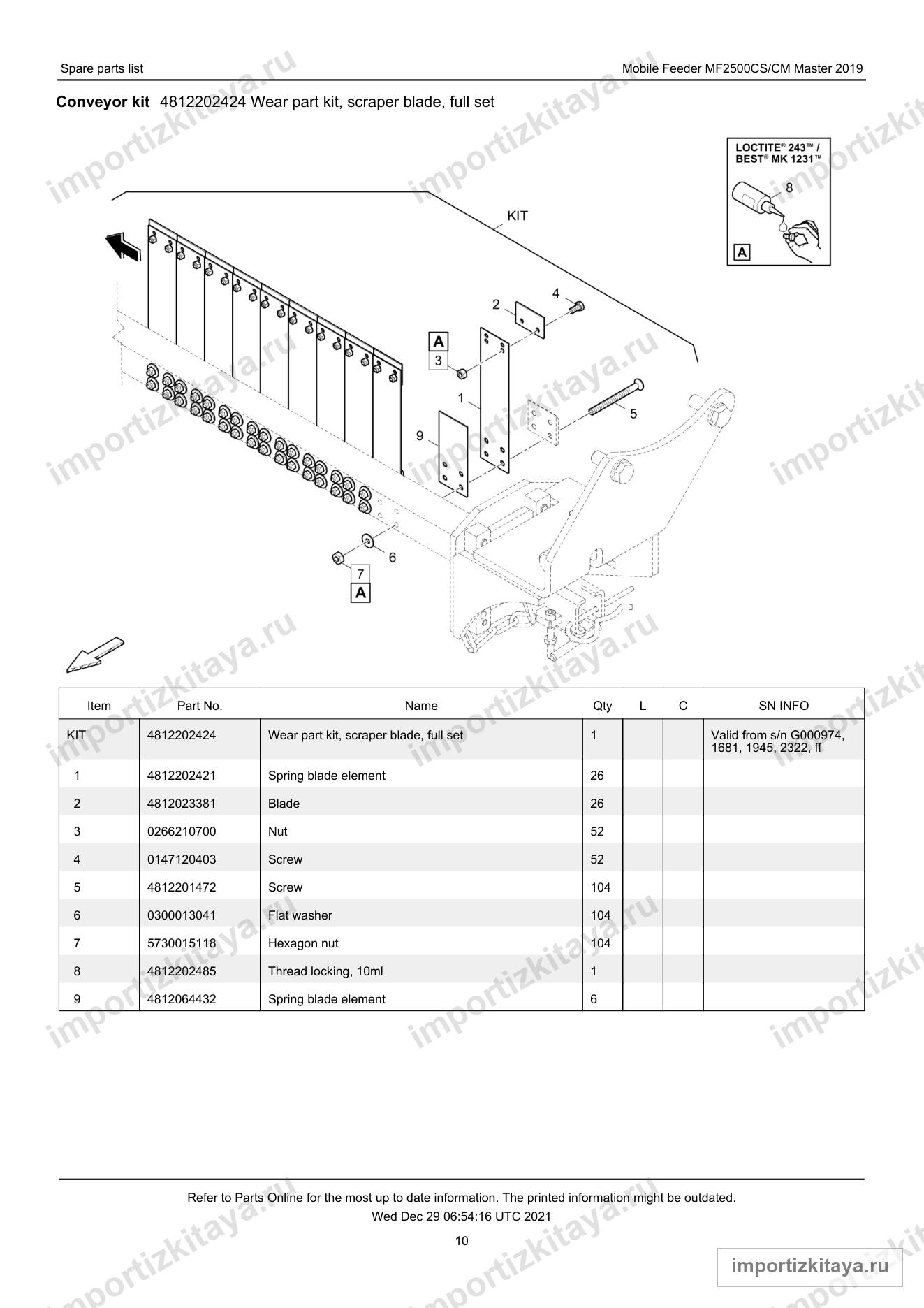 Комплект пластин скребков конвейера Dynapac MF2500CS — фото 2